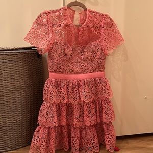 NEW WITH TAGS! SELF-PORTRAIT
Pink Tiered Lace Mini Dress